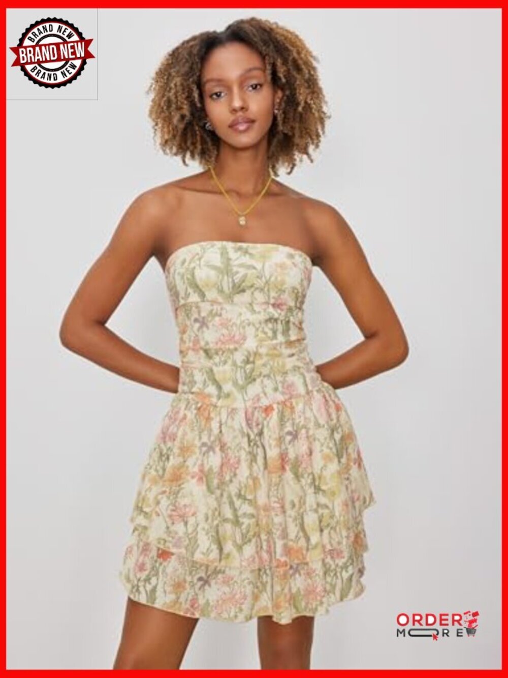 Tube Ruched Ruffle Mini Dress - Strapless Summer Cocktail - Picture 4 of 7